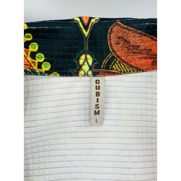 Cubism Artful Colorful Collard Zip Up Sleeveless Vest - Picture 5 of 8